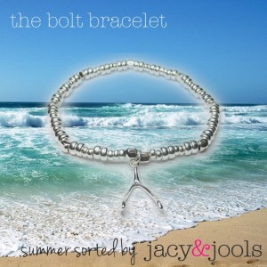 Sterling Silver Biolt Bracelet with Wishbone Charm from Jacy & Jools