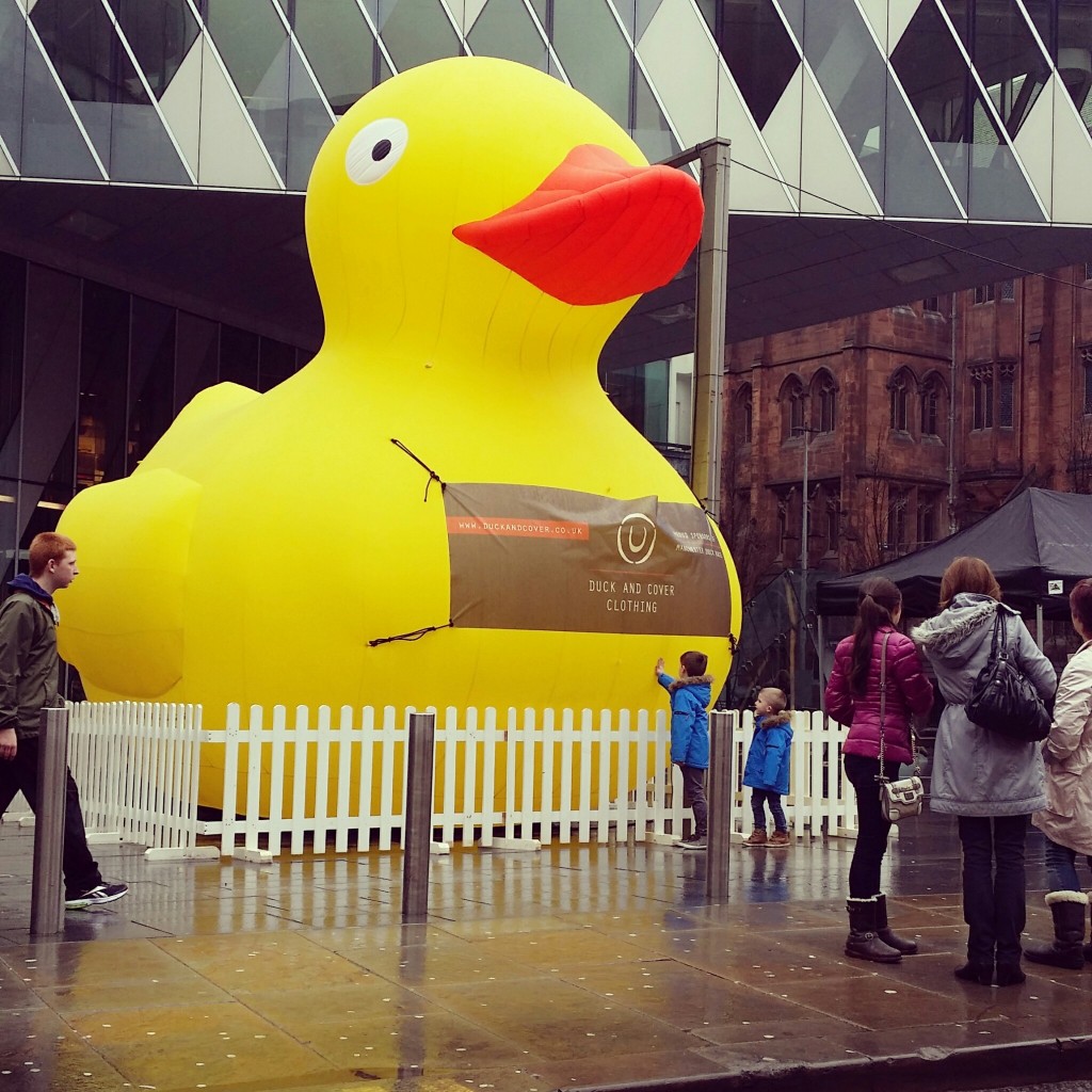 The Duck Race in Spinningfields manchester
